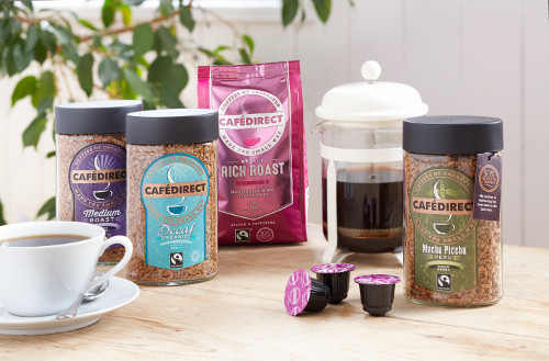 A glimpse of the Cafedirect coffee range.