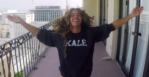 Beyonce sporting a 'Kale' Sweatshirt from her 7/11 music video