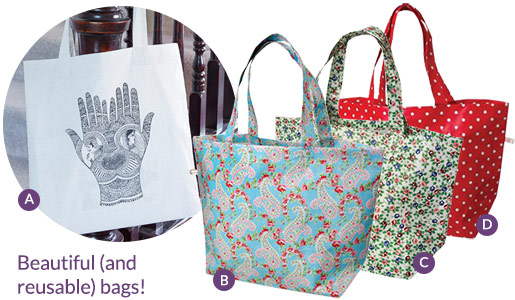Our favourite reusable bags - avoid the plastic bag charge!