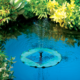 water lily solar powered pond fountain
