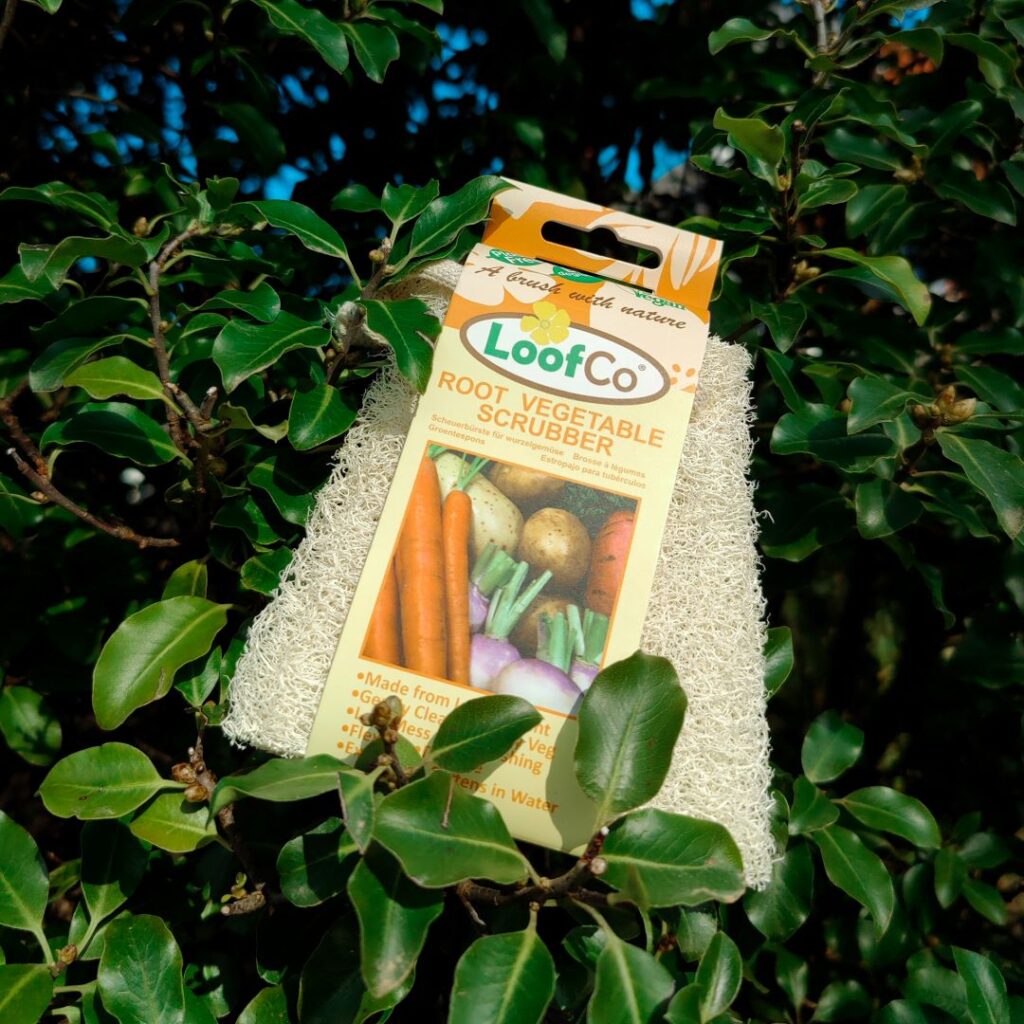 LoofCo bath time root vegetable scrubber loofah