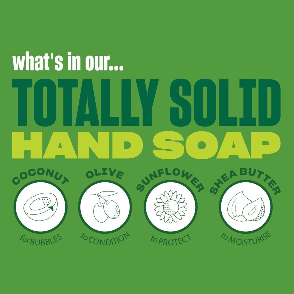 Infographic showing what's in the shower blocks hand soap bars