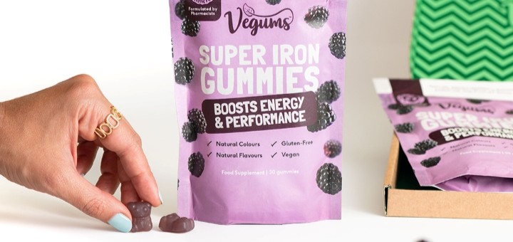 A bag of Vegums Super Iron gummies