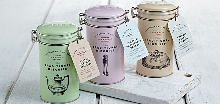 Three tins of Cartwright and Butler shortbread biscuits