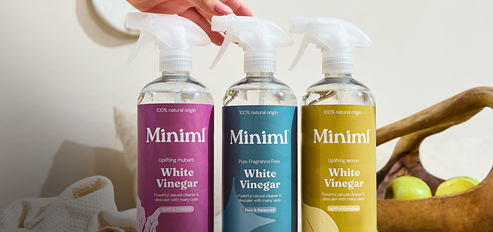 Three bottles of Miniml white vinegar
